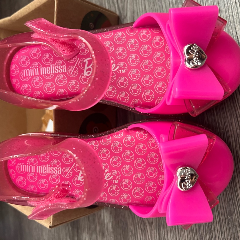 Barbie mini Melissa pink shoes sandals toddler girl size 10 /Brazil 25